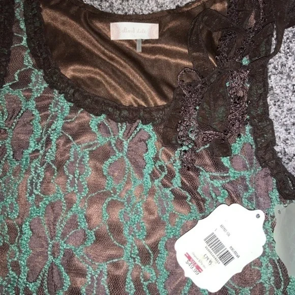 Altar’d State NWT Mint Green and Brown Lace Sleeveless Dress with Bow Size Small - Picture 7 of 11